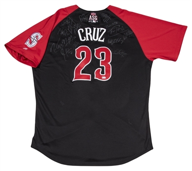 2015 American League Team Signed Nelson Cruz All Star Game Batting Practice Jersey With 16 Signatures Including Pujols, Trout, Machado & Cruz (MLB Authenticated & PSA/DNA)